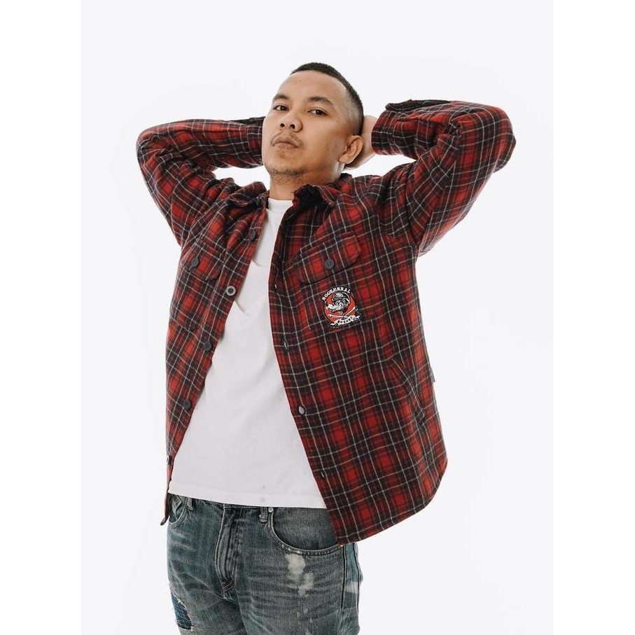 Jaket Flanel Wol Premium Naky House dengan Bordir Rantai dan Logo Detail - Bulu, Slim, Fit, Outer, P