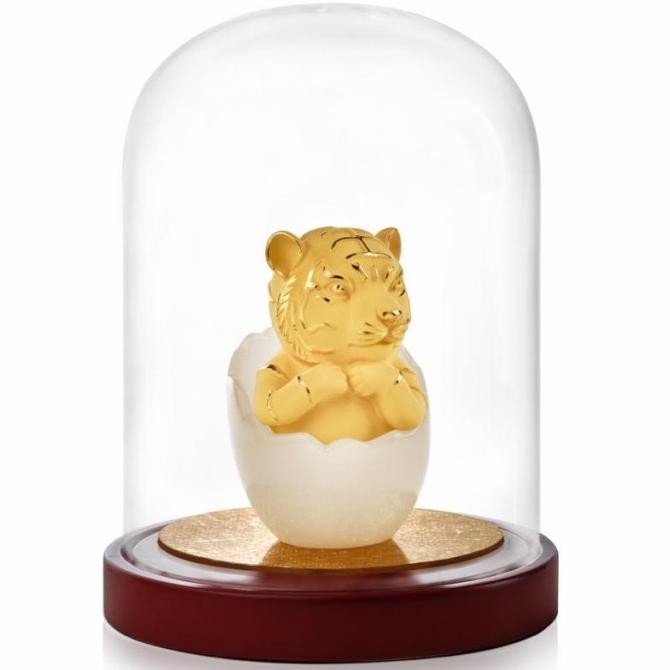 Produk Baru Bai Gift, Patung Pajangan Lapis Emas 24K Patung Shio Harimau / Macan