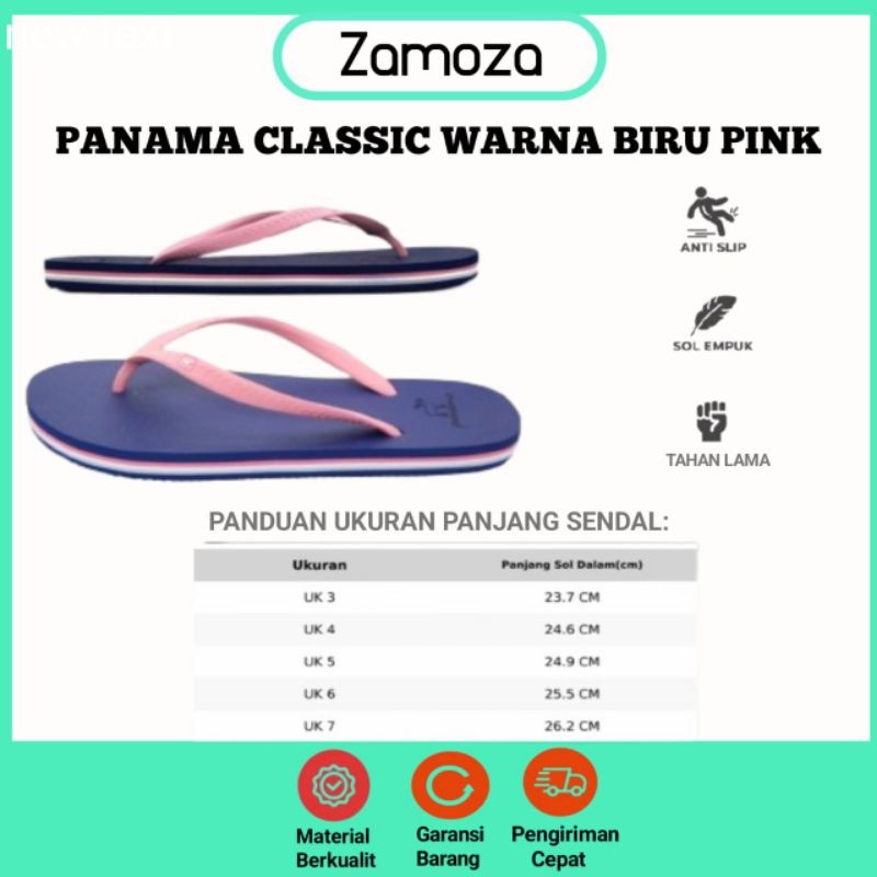 Sandal Panama Classic Female Navy Tali Pink Panama Original