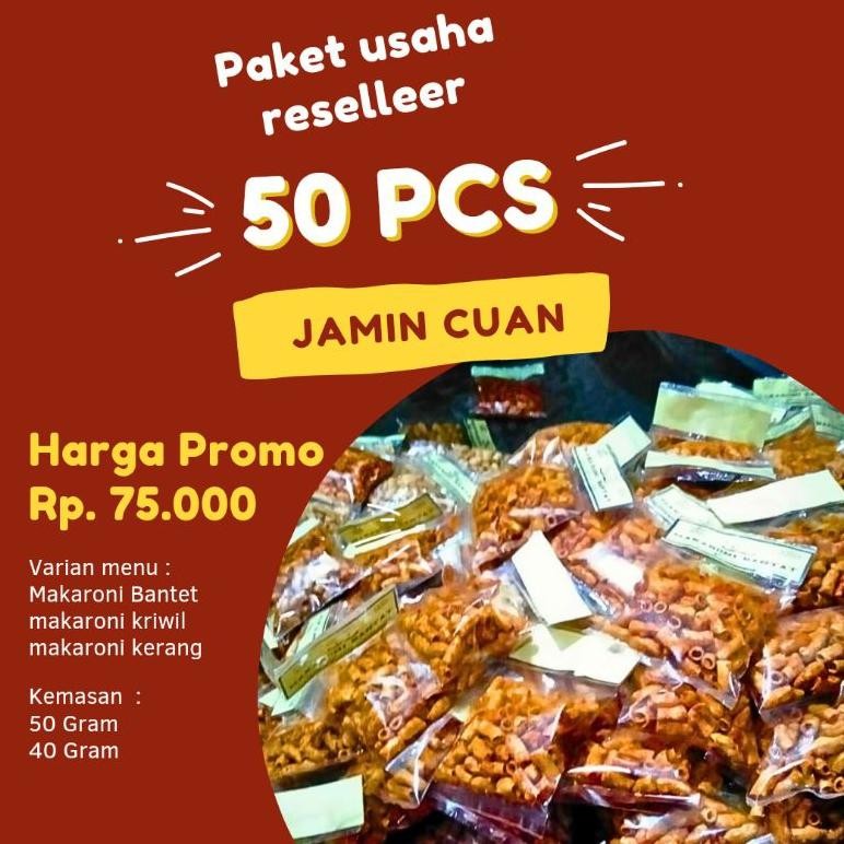 

READY STOK PAKET USAHA RESELLER ISI 50 PCS MAKARONI BANTET PEDAS KHAS TASIKMALAYA KERANG / KRIWIL / KERUPUK SEBLAK 40 50 GRAM CEMILAM MACARONI Siap kirim
