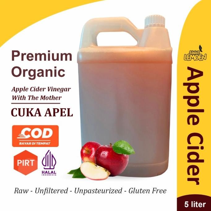 

STOK TERBATAS SUUR LEMOEN CUKA APEL 5 LITER - APPLE CIDER VINEGAR CURAH CUKA APEL ORGANIK WITH THE MOTHER