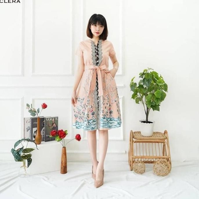 Promo Evercloth Clera Dress Batik Wanita Sabrina Dress Batik Gaun Pesta