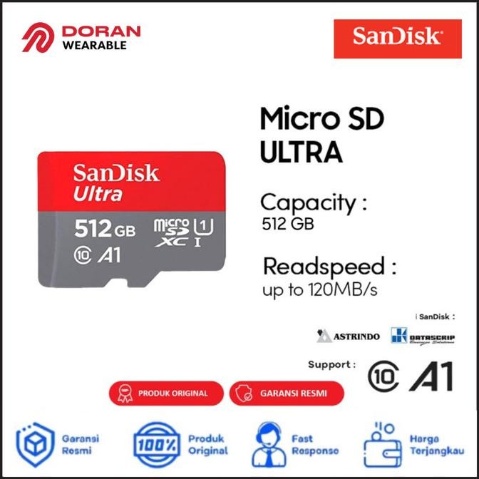 Micro SD 512GB SanDisk Ultra A1 120Mbps MicroSD MMC 512 GB Memory Card