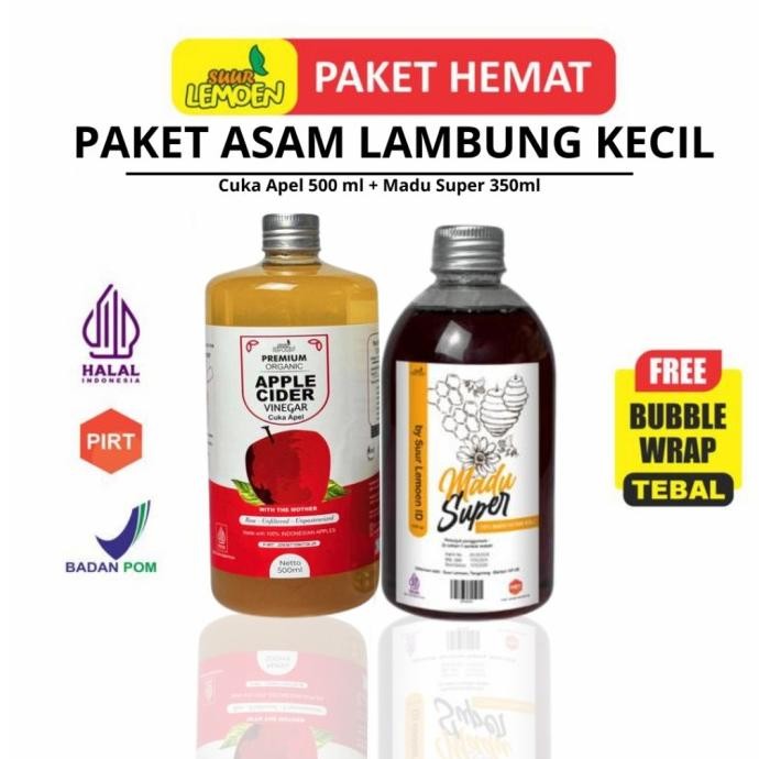 

STOK TERBATAS SUUR LEMEON - PAKET ASAM LAMBUNG - DIET SEHAT BUNDLING CUKA APEL 500ML DAN MADU HUTAN 350GR ASLI - PBG