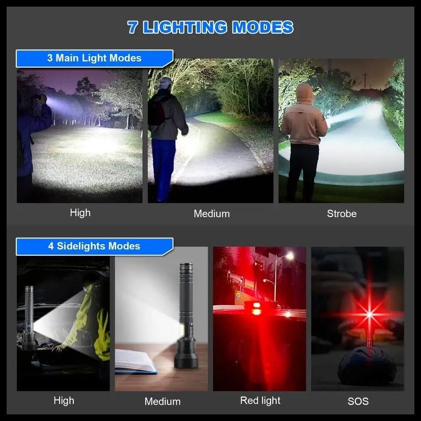 SENTER LED SUPER TERANG JARAK JAUH 90000 LUMENS ORI WATERPROOF SENTER SWAT ZOOM FLASHLIGHT LAMPU LED