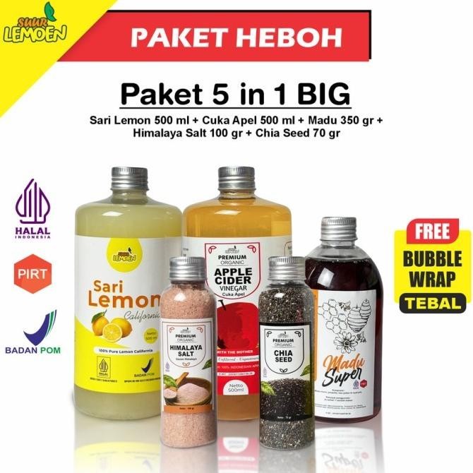 

STOK TERBATAS PAKET DETOX DAN DIET LENGKAP 5IN1 LEMON - PAKET HEMAT CUKA APEL, SARI LEMON, CHIA SEED, MADU HUTAN, GARAM HIMALAYA - PHT