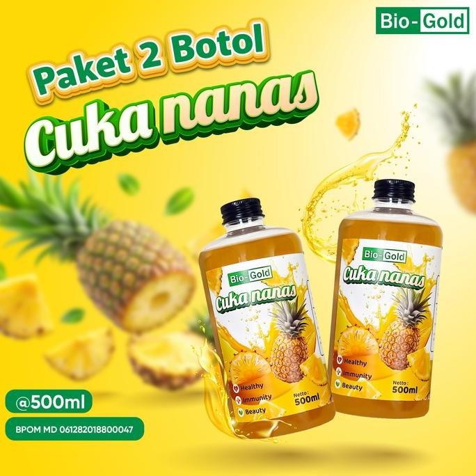 

STOK TERBATAS PAKET 2 BOTOL 500 ML CUKA NANAS BPOM BIO GOLD FERMENTASI ALAMI TURUNKAN GULA DARAH DIABETES