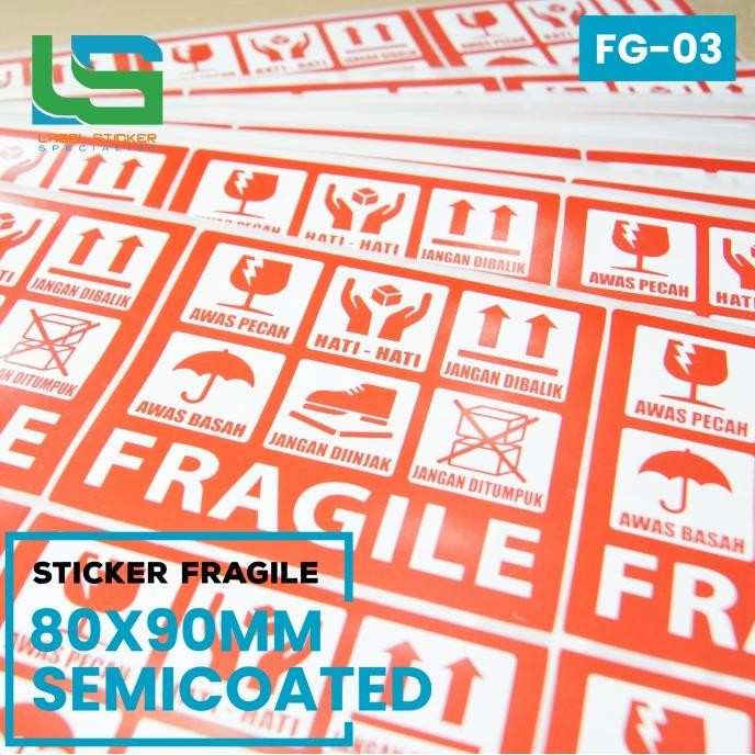 

ready STICKER FRAGILE , LABEL FRAGILE , STICKER FRAGILE 80X90MM - 300 PCS murah
