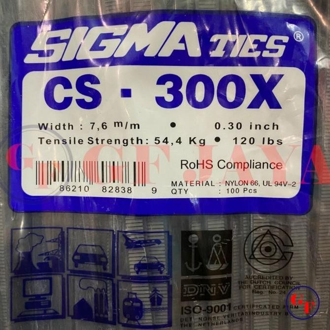 

tyS Kabel Ties / Tis Sigma CS 300 X / 30cm / 30 cm Hitam / Putih CS300X