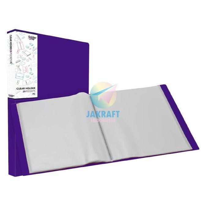

tyS (1 Pcs) Map Clear Holder Folio F4 FC isi 60 Display Book Hitam Black / Biru Blue / Merah Red / Hijau Green / Ungu Purple / Merah Muda Pink / Kuning Yellow / Jingga Orange Document Keeper Tebal