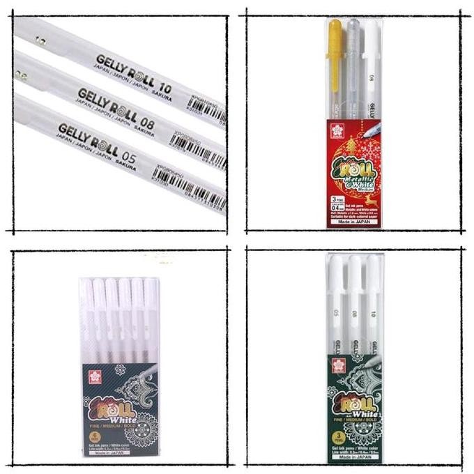 

tyS SAKURA GELLY ROLL WHITE SINGLE METALLIC SET 3 6 PEN PULPEN TINTA PUTIH