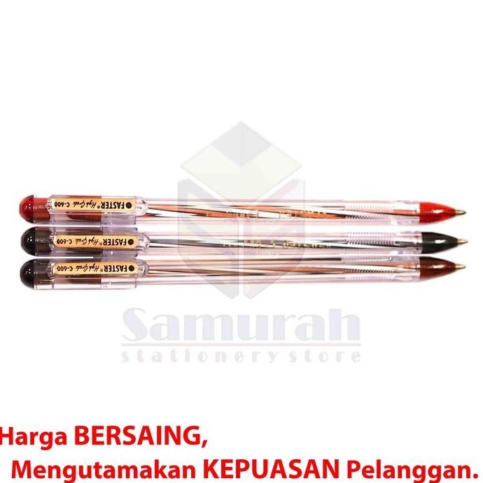 

tyS Ballpoint FASTER C600 Extra Fine Point 0.7 mm / Pulpen Cabut C 600 isi 12 Pcs / Pen Cabut Warna Hitam - Biru