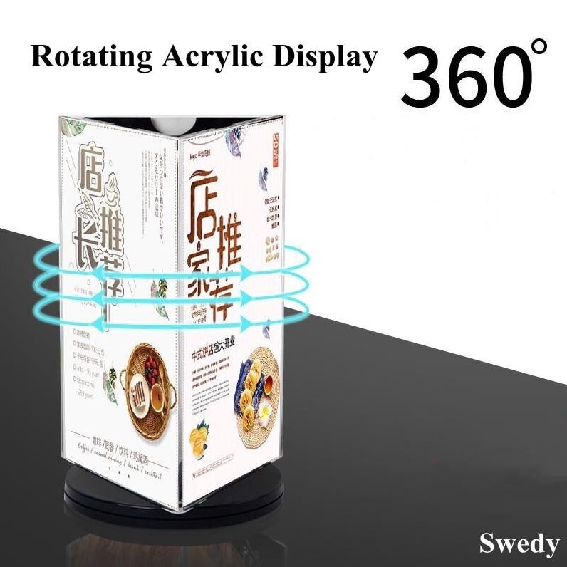 

Premium Stand Rotating Menu Akrilik / 360 Berputar Rak Menu Untuk Hotel Restoran Kafe High Quality