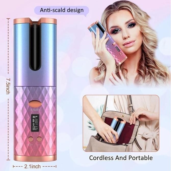 BEBAS ONGKIR - Pengeriting Rambut Catokan Otomatis Tanpa Kabel USB Curly Meluruskan Sisir