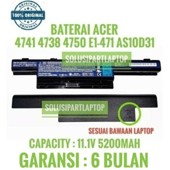 Baterai/Batre Laptop Acer Aspire 4750 4752 4752Z 4741 Series Ori