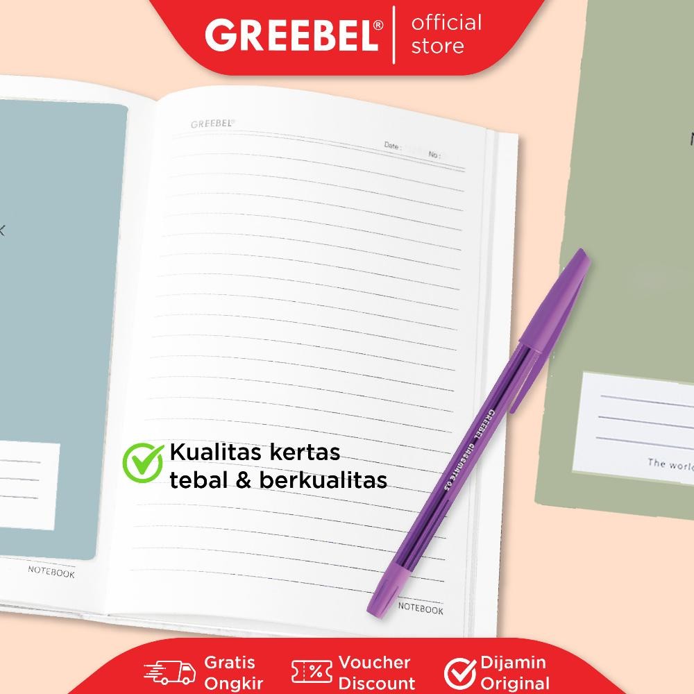 

GREEBEL Notebook A5 Buku Diary Aesthetic / Note Book 8080 A5O 14 / Buku Note Binder 80 Halaman / Buku Tulis Lucu Pastel murah