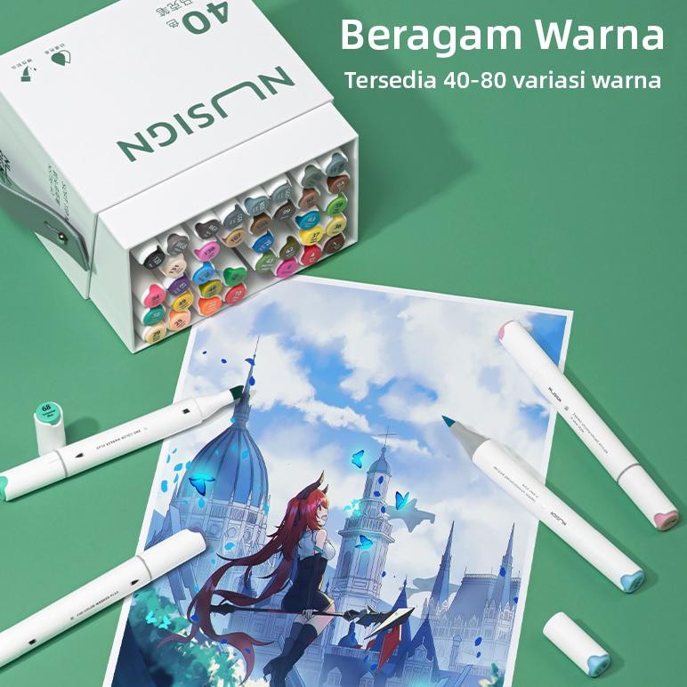 

Nusign Sketch Marker / Spidol Sketsa Dual Tip 40 60 80 Warna Non Toxic NS736 murah