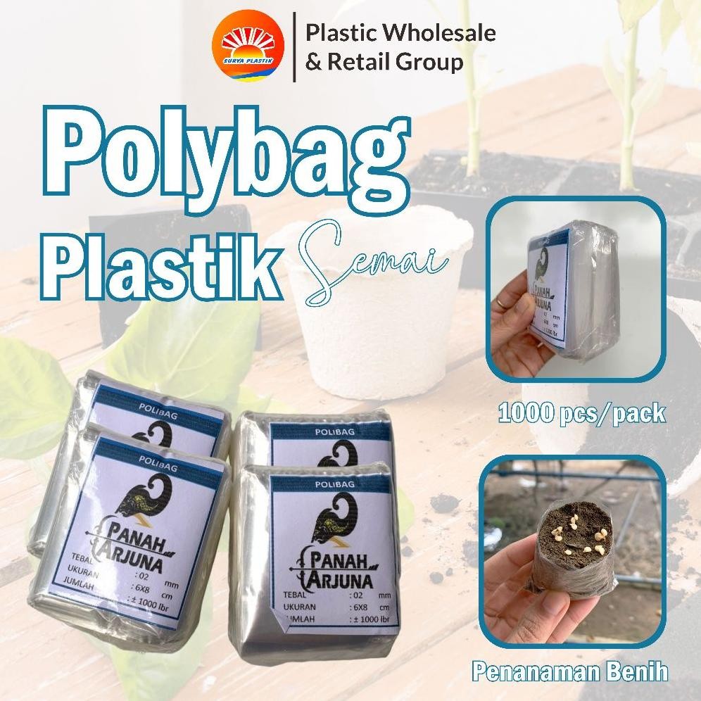 Polybag Semai 6X7 Plastik Semai/Polybag Benih 1Ikat= 1000Pcs Polybag Cabai Cod