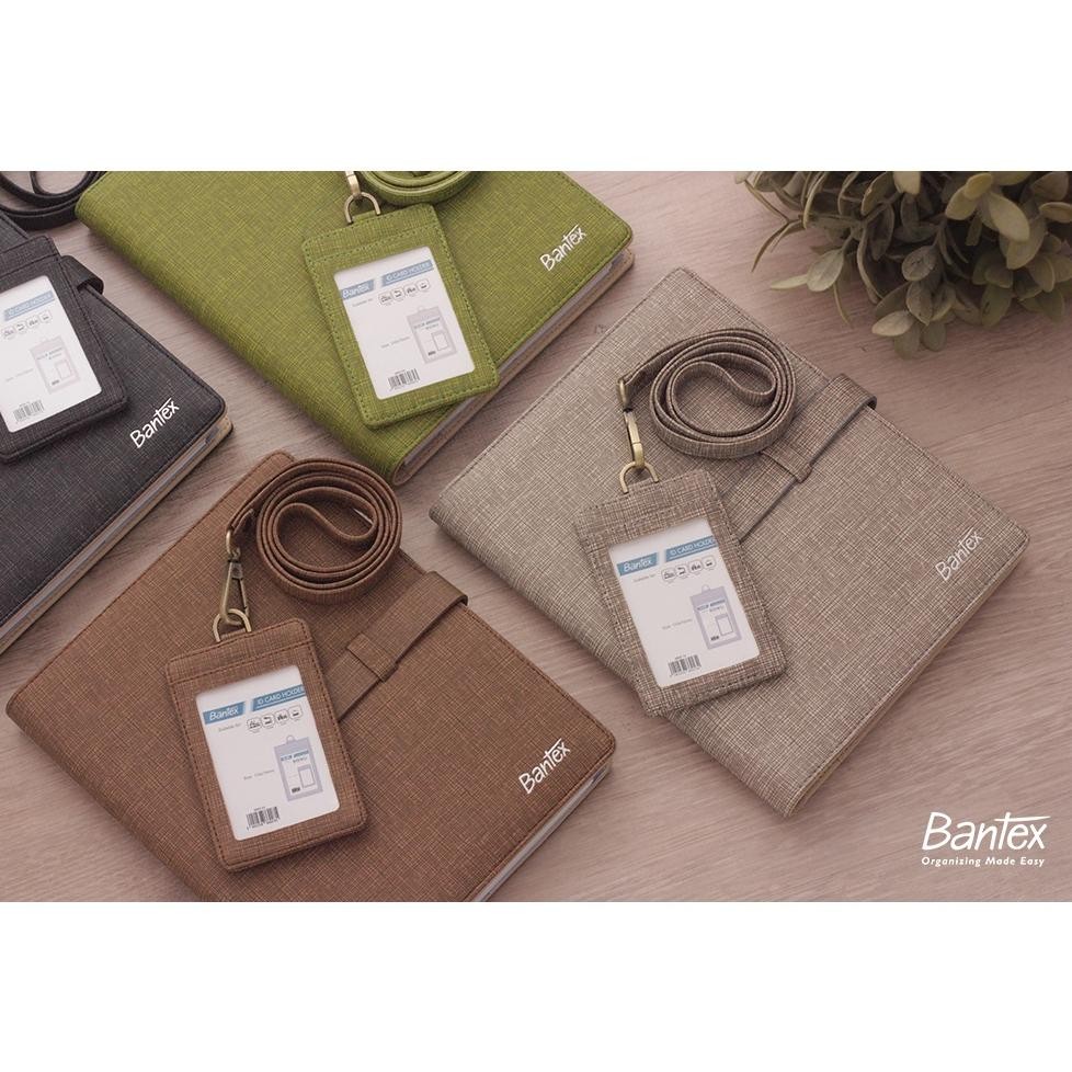 

baru !!! Bantex Leather Name Tag ID Card Holder Beige 8869 13 Kulit Sintetis Lanyard Tali