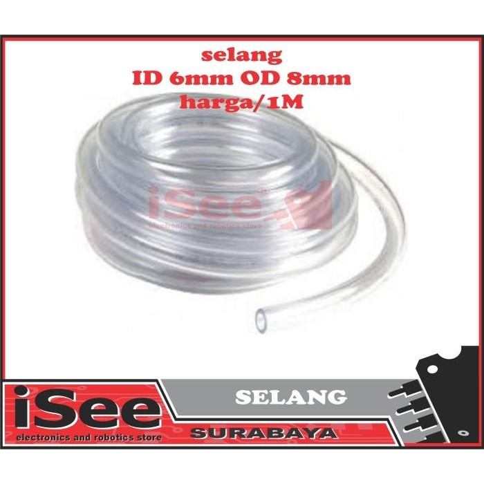 Selang Air Kecil Bening Transparan Tebal 1/4" ID 6 MM Murah Per Meter