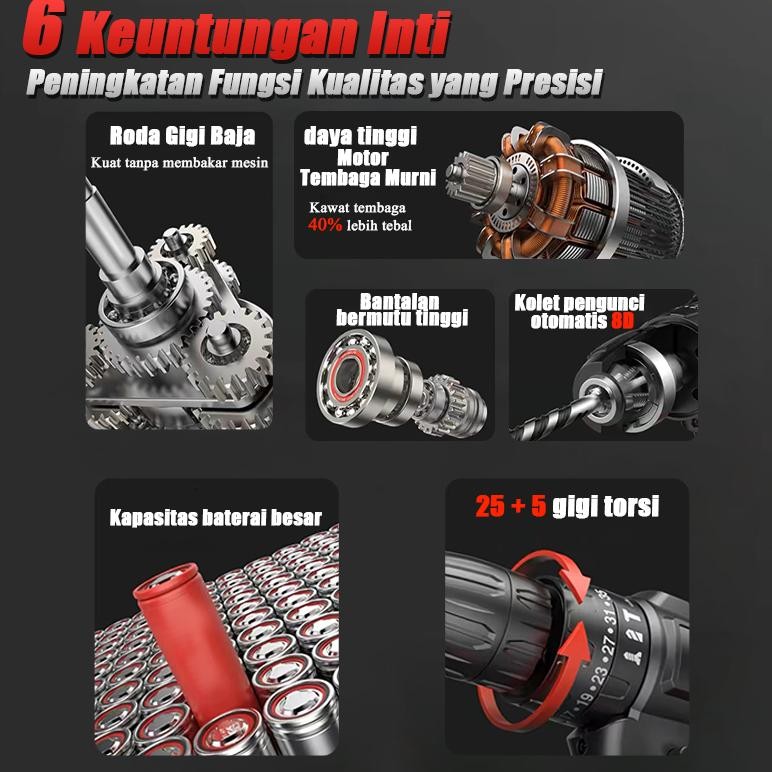 ready  ECOSEN 388VF Mesin Bor Baterai Tangan Cordless Drill Batterydrill Cordless Electric Drill