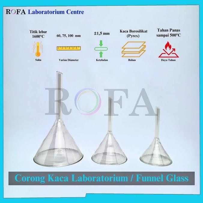 Corong Kaca / Corong Pyrex / Corong Laboratorium / Funnel Glass / Corong Gelas / Corong Kimia