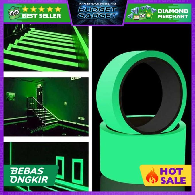 

Taffware Lakban Glow in the Dark Isolasi Selotip Stiker Fosfor Tape