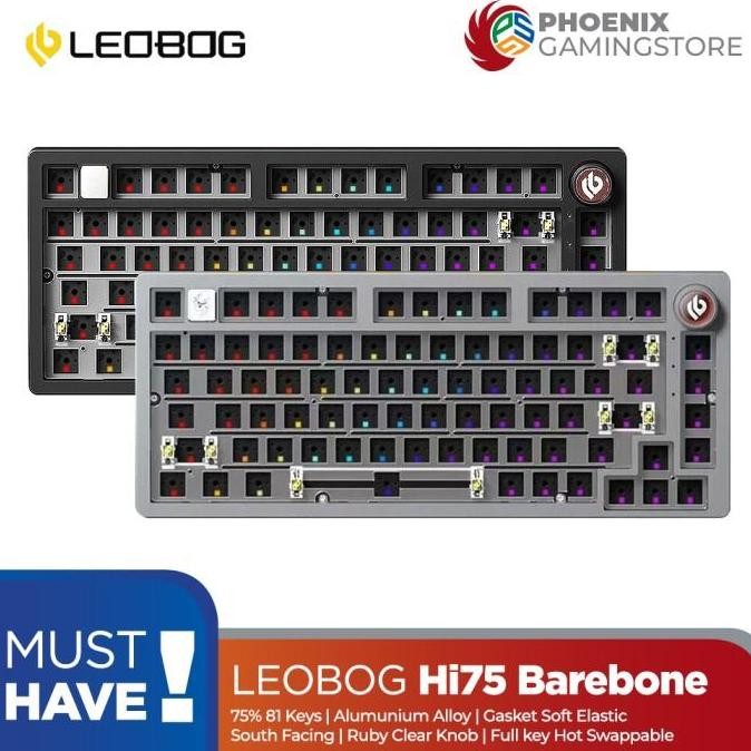 Leobog Hi75 Barebone 75% Layout Aluminium Case Custom Mechanical Keyboard Wired New Stok
