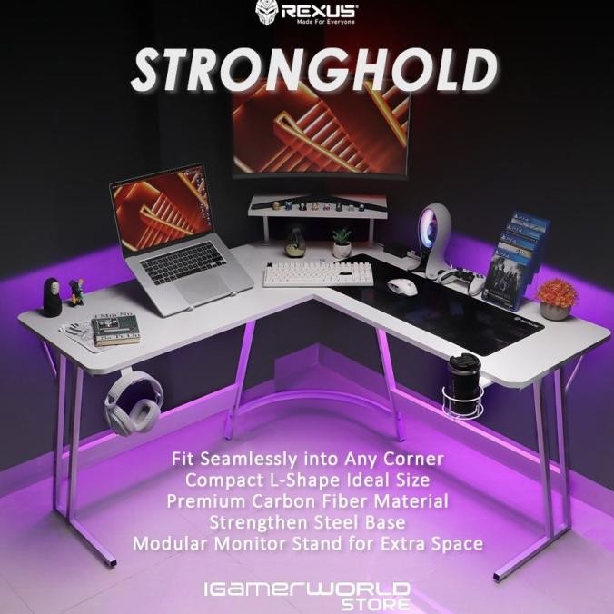 Rexus Stronghold Rxd-230 / Rxd 230 Gaming Desk L Shape New Stok