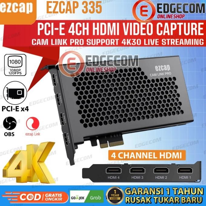 Ezcap 335 Pci E Cam Link Pro Hdmi Video Streaming 4 Channel Hdmi 4K New Stok