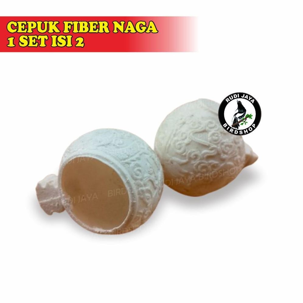 Li34 Cepuk Fiber Naga 1 Set Isi 2 Warna Putih Tempat Wadah Pakan Makanan Minum Burung Murai Kacer An