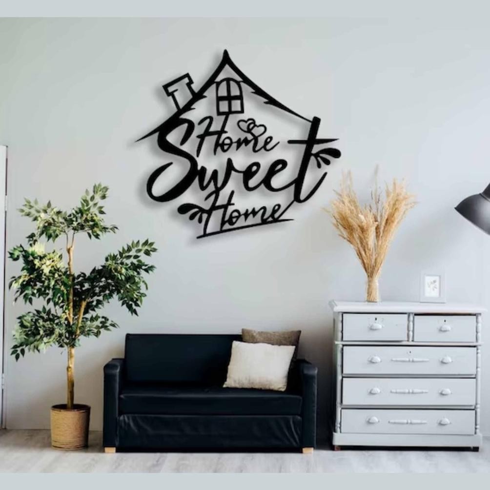 KREASI KAYU (3D ) (40x40cm) Hiasan dinding Home - Spesial Decor HOME timbul Tulisan home sweet home 