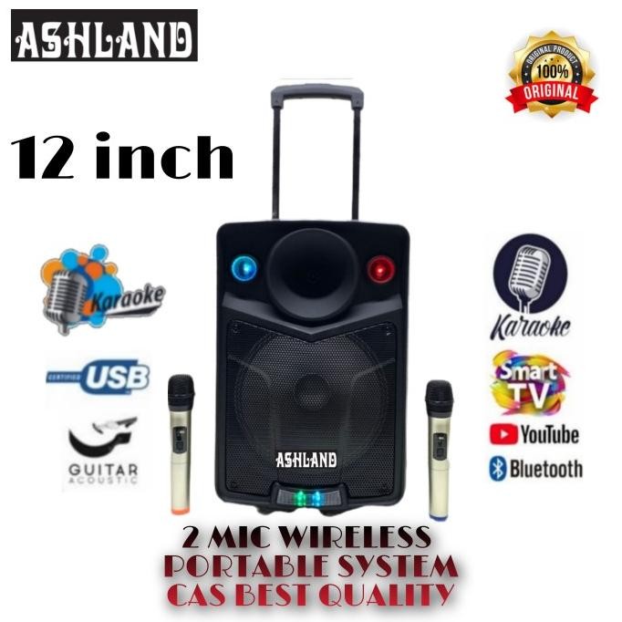 Terlaris Speaker Portable Meeting 12Inch Ashland Sound Portable System 2Mic