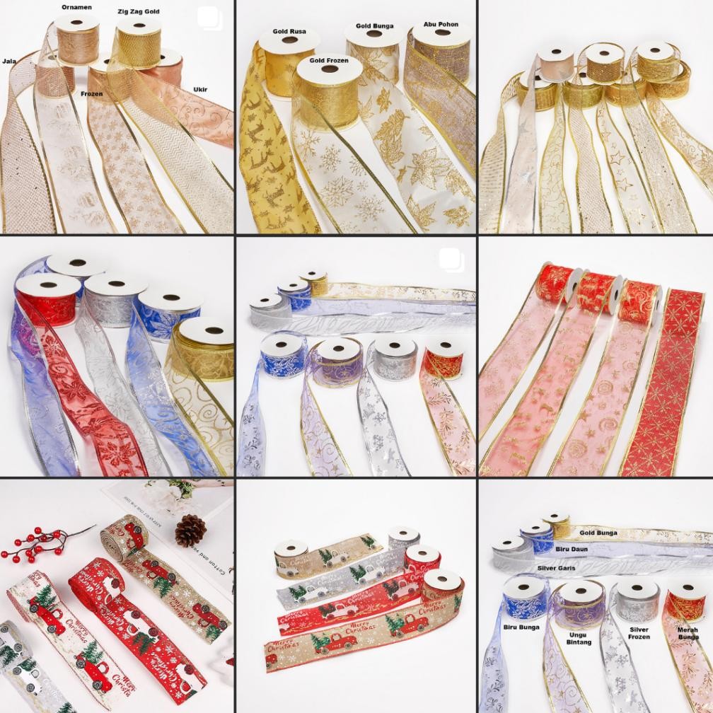 

tru-63 rg-4 Pita Pohon Natal Roll 4cm 5cm 6cm Motif Series Warna Red Gold Aksesoris Hiasan Dekorasi Ornament Pohon Natal Berkualitas Terlaris