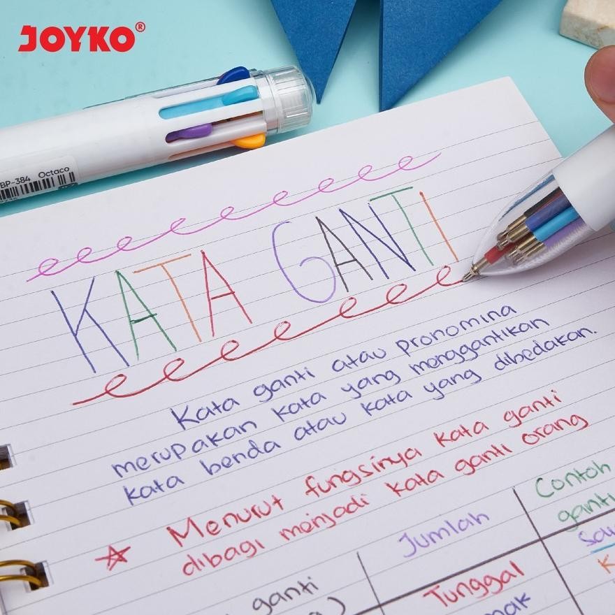 

wd-54 gha-65 JOYKO OCTACO 8 COLORS BP 384 BOLPEN 0.7 MM PULPEN CETEK 8 WARNA Viral Premium