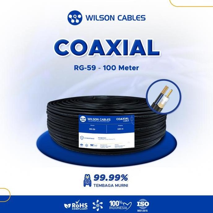 Kabel CCTV Coaxial RG59 + Power Cord 100 Meter Hitam - Kabel CCTV Wilson Cables