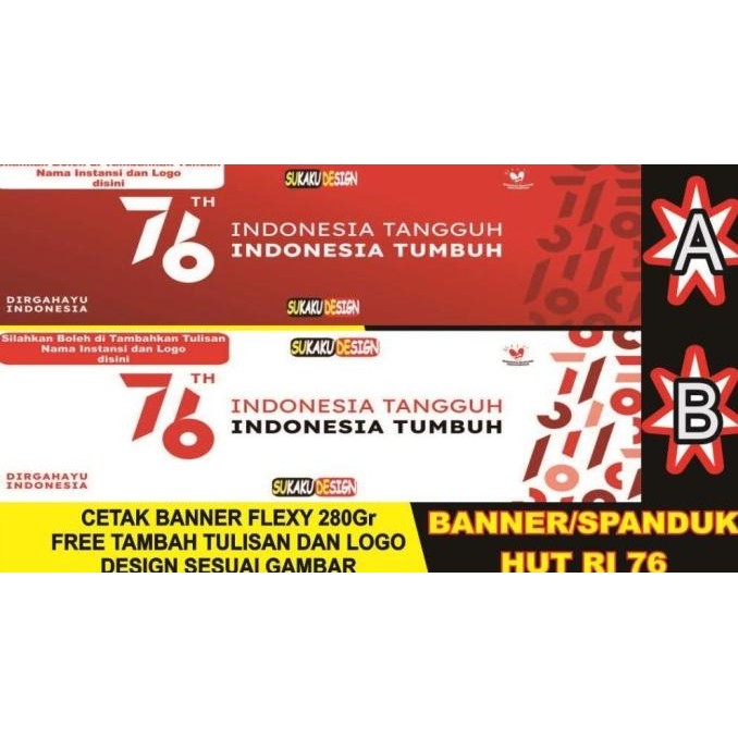 ready  Banner - Spanduk Dirgahayu Indonesia - HUT RI 76 th (Bisa COD) murah