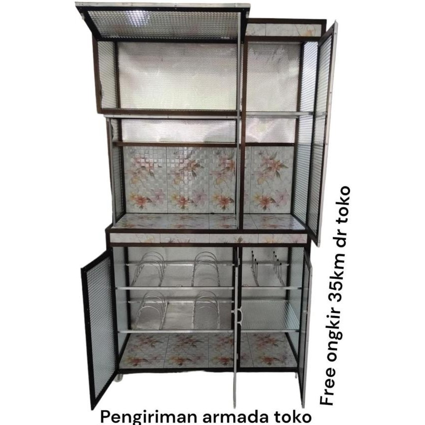 RAK PIRING ALUMINIUM 3 PINTU SUPER JENDELA GENDONG+RODA CA TANPA KUNCI