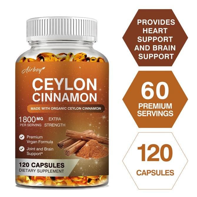 

BEBAS ONGKIR - Kayu Manis Ceylon Organik 1800MG, Penopang Sendi dan Otak, Formula Premium, Produk Alami, Non-GMO