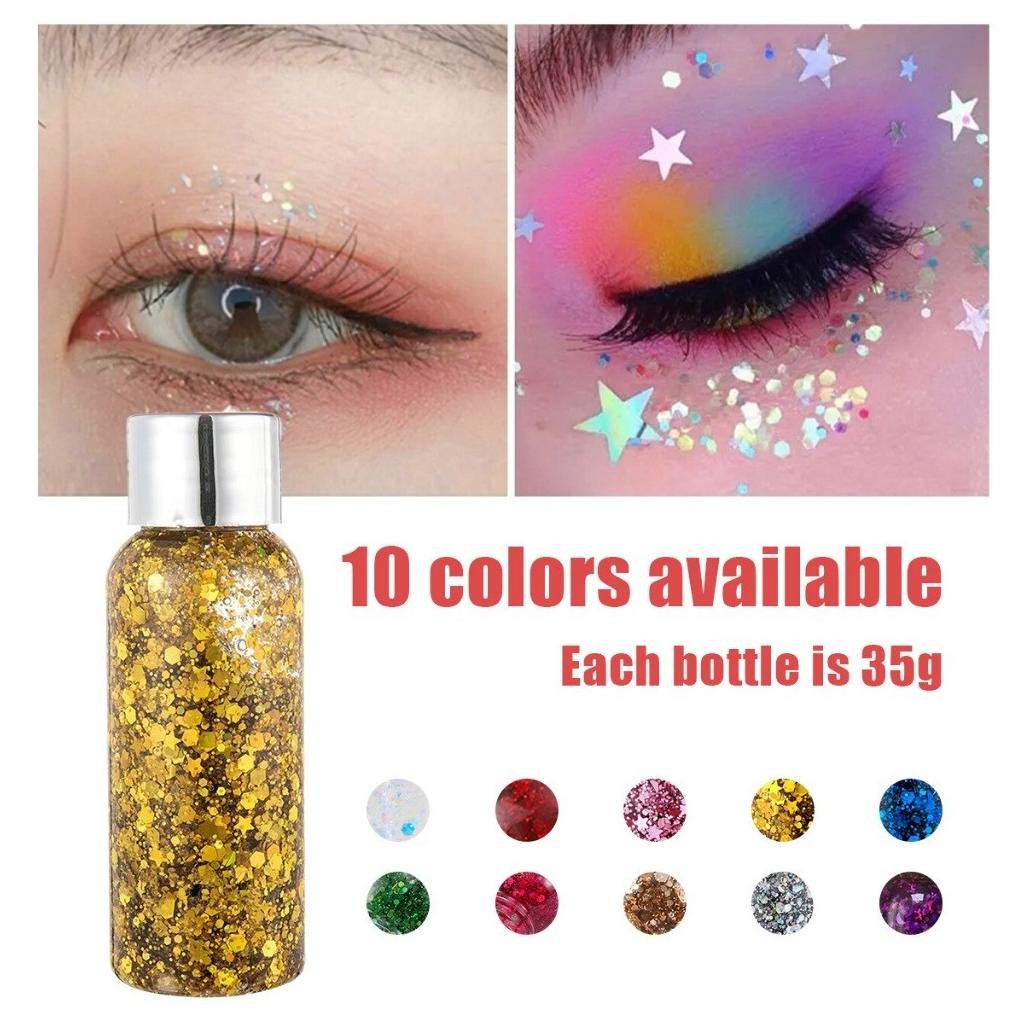 

Premium 35g Shiny body Painting Gel Glitter Gel Untuk Wajah Badan Berkilau Art Cosmetic Dance Make Up Tool 10 warna High Quality