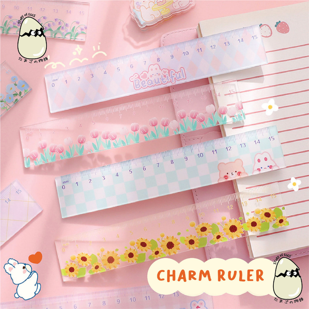 

Charm Ruler 15 cm Cute and Aesthetic Penggaris School Suply ATK Alat tulis Penggaris Pensil Sekolah