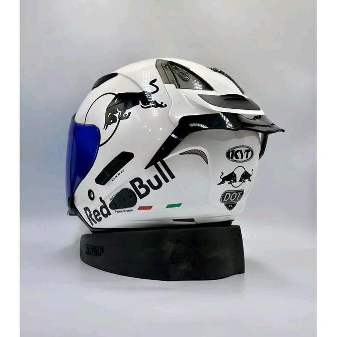 BEBAS ONGKIR - Helm Half Face KYT Galaxy Solid White Paket Ganteng Redbull Original SNI-DOT