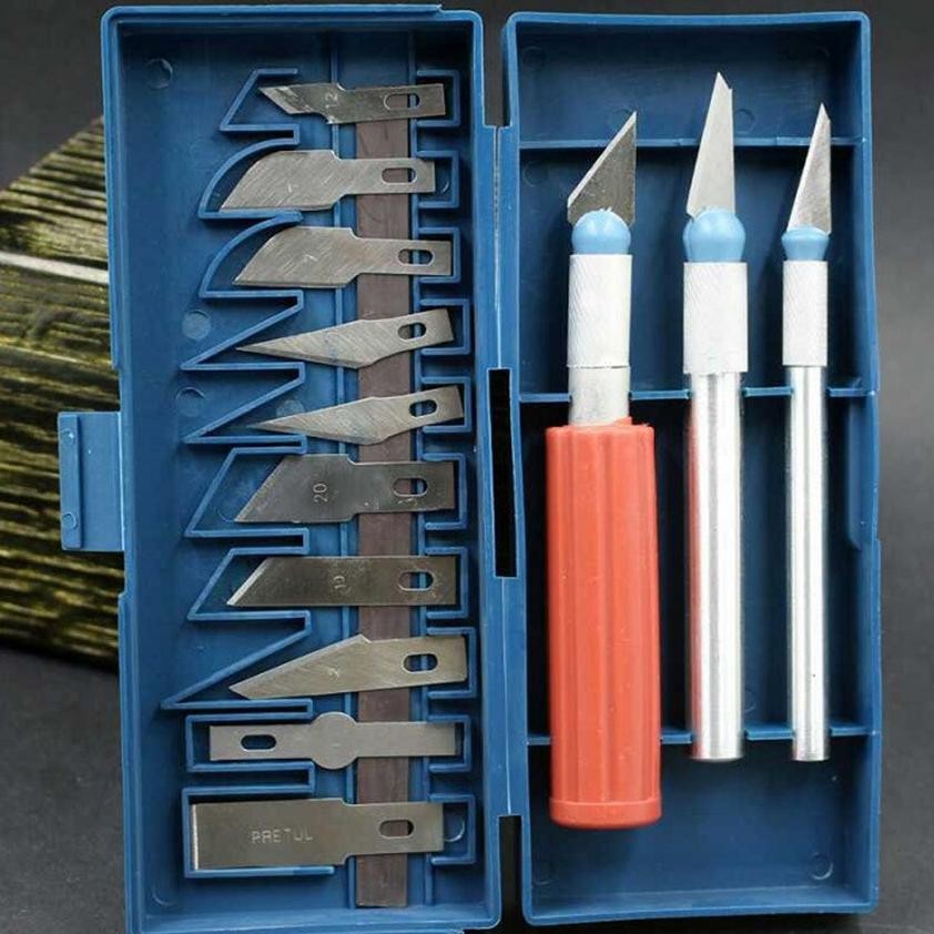 Premium 13Pcs/Set Pisau Ukir Seni Pahat 13 in 1 Pisau Sayat Bonsai Kelapa Set DIY Crafting Art Knife