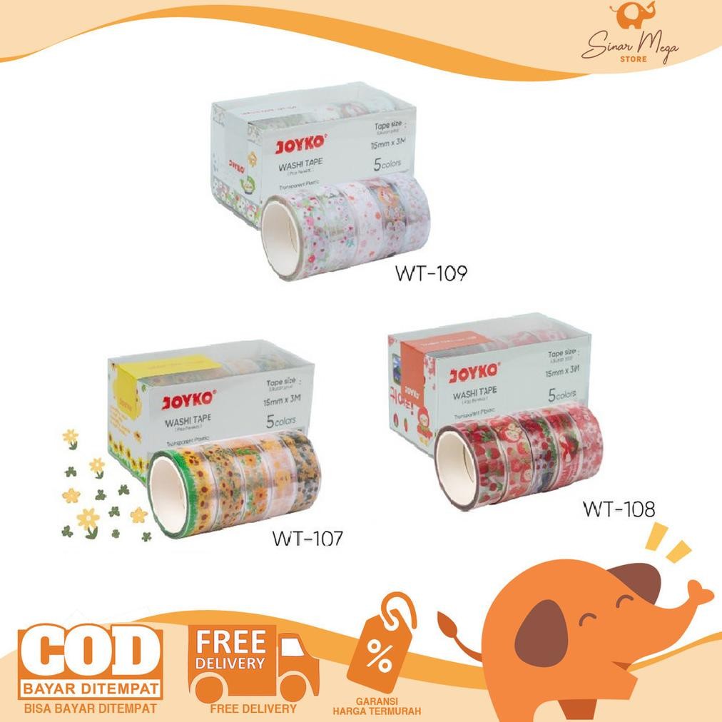 

yl-24 fx-23 Joyko Washi Tape WT-107~109 Pita Perekat Selotip Kertas Berwarna Lucu Viral Termurah