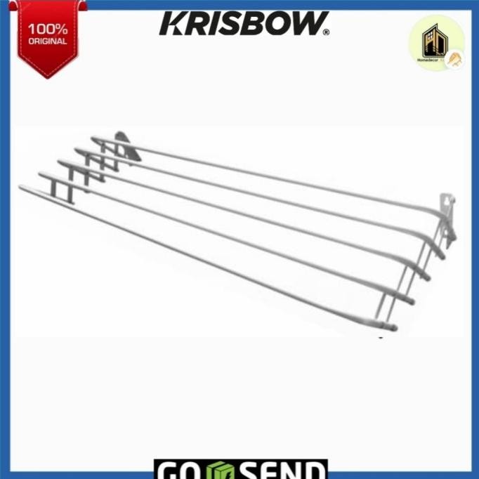 TERLARIS - Krisbow Gantungan Handuk Dinding Tempel 60 Cm - Putih / jemuran baju