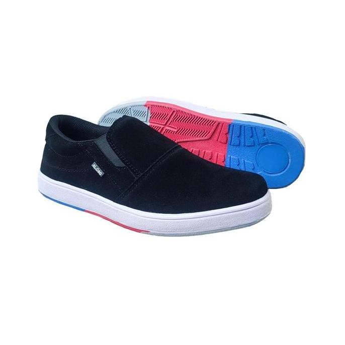 Original Sepatu Slip On Cowok Keren Ori Slop Casual Pria Tanpa Tali Flat Shoes Buat Gaya Black Hitam