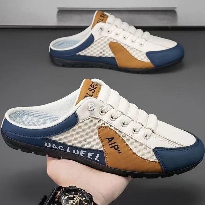 Original Sepatu Sendal Slip On Pria Fashion Santai Casual Tren Kekinian Keluaran Terbaru Model Tali 