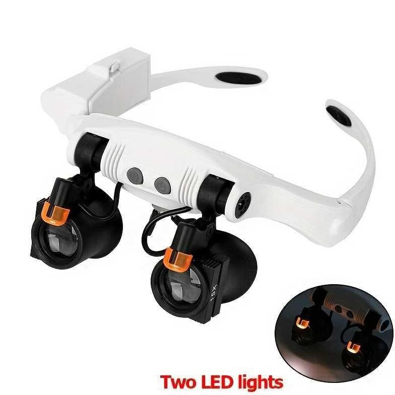 ZEAST KACA PEMBESAR KACAMATA REPARASI JAM LUP WITH 2 LED 7 LENS 15X Z-12 PALU OBENG ELEKTRIK PERKAKA