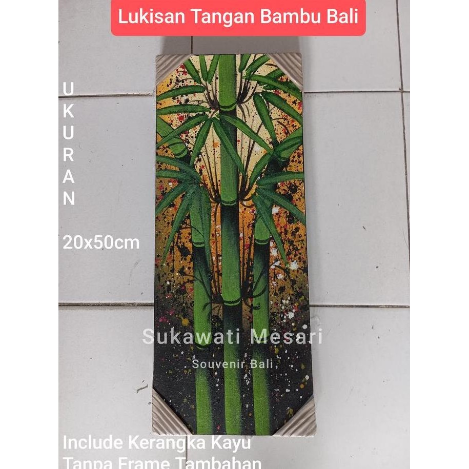 Buruan beli] Hand Painting Etnik Dekorasi Lukisan Kanvas Corak Bambu Alam Natural Pemandangan Bali