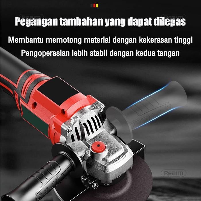 Reaim Gerinda Baterai Brushless 4Inch 450W Mesin Gerinda Baterai Tangan Cordless Angle Grinder Mesin